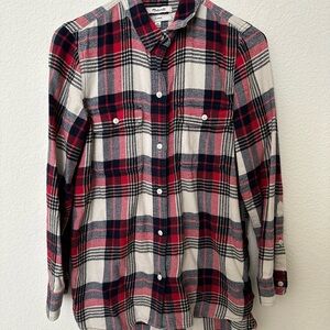 Plaid Flannel Shirt - Red, Blue, White